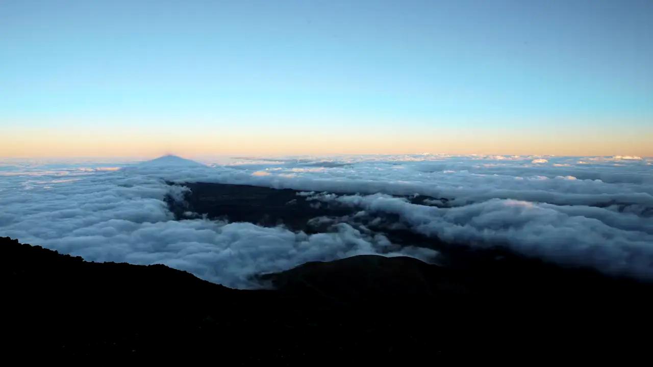 Sea of clouds over the Caucasus at dawn
